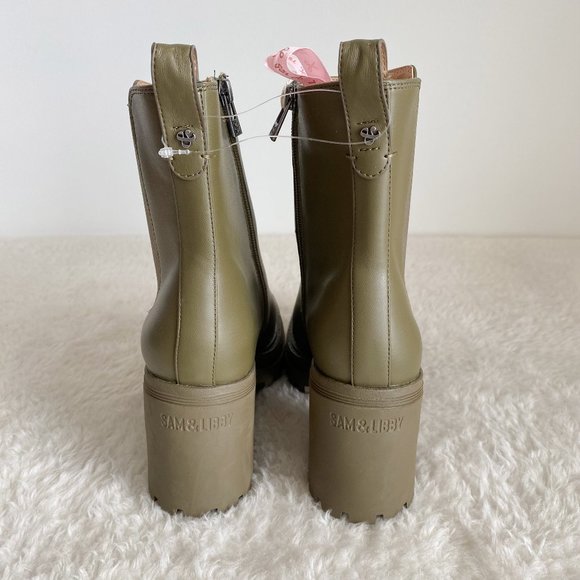 Sam&Libby Women's Camila Block Heel Boot Side Zip, Moss Green, Size 8 / 8.5 - Picture 3 of 15